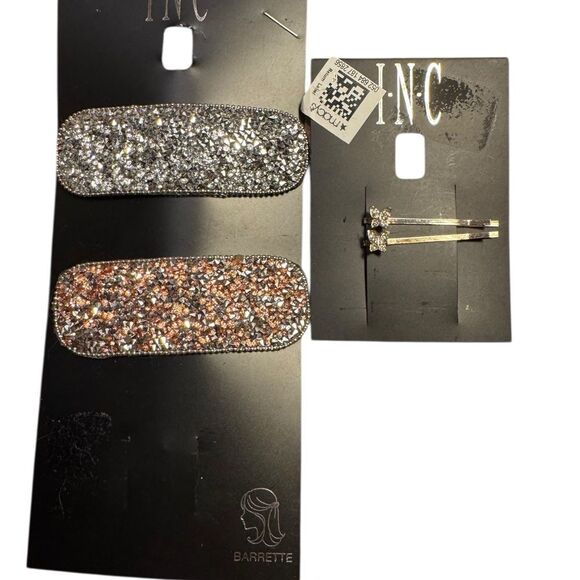 INC International Concepts Sparkling Silver and Gold Hair Clips - Picture 1 of 2
